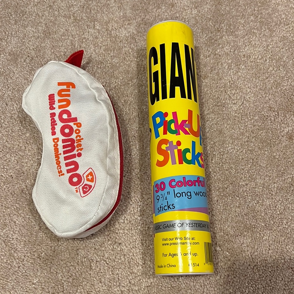Fundomino and giant pickup sticks games